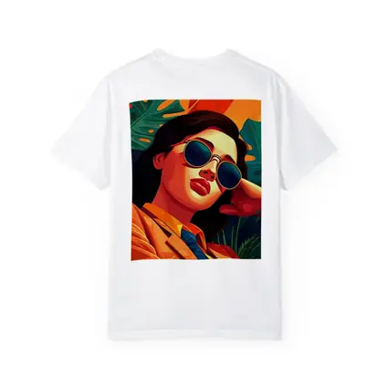 Stylish Woman Sunglasses Tropical Leaves Pop Art
