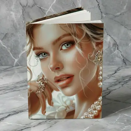 Elegant Woman Portrait Pearl Jewelry White