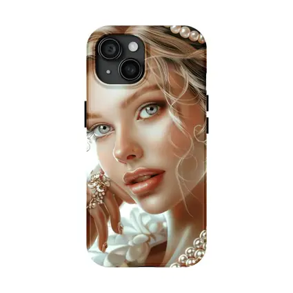 Elegant Woman Portrait Pearl Jewelry White