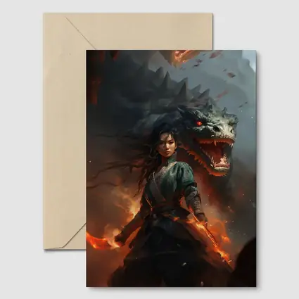 Dragon Warrior Woman Fantasy Dark Art