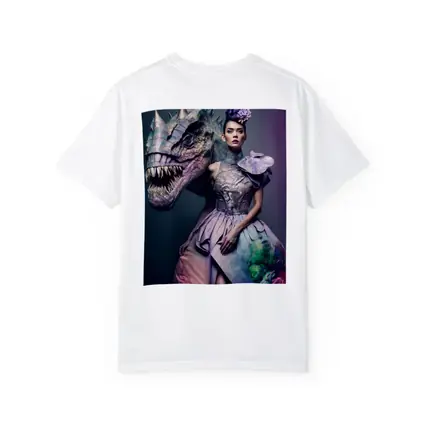 Woman in Purple Gown with Dinosaur