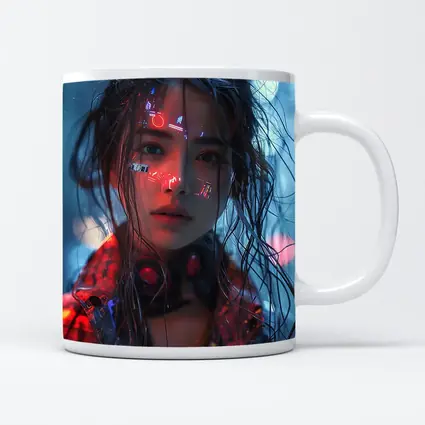 Cyberpunk Girl Neon Lights Rainy Night
