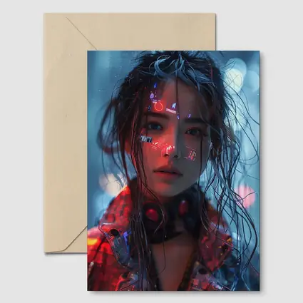 Cyberpunk Girl Neon Lights Rainy Night