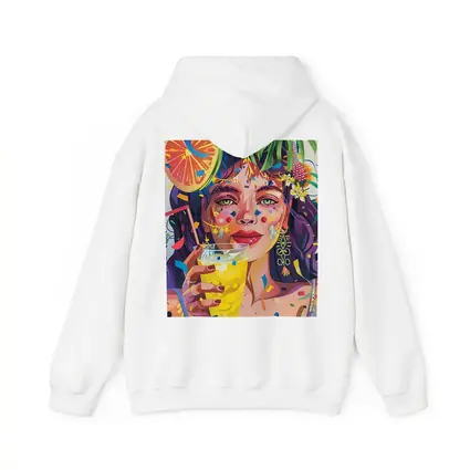 Colorful Woman Drinking Tropical Party Art