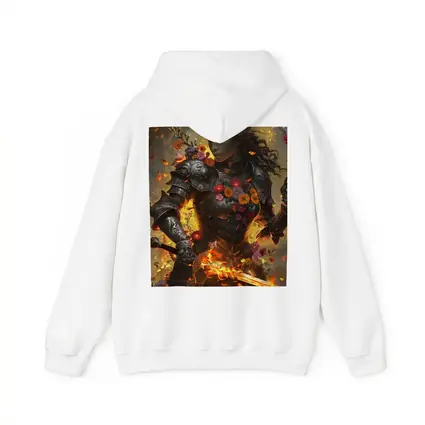 Fantasy Female Warrior Floral Armor Fire Sword