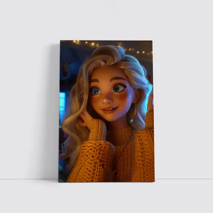 Cartoon Girl Blue Eyes Cozy Sweater Interior