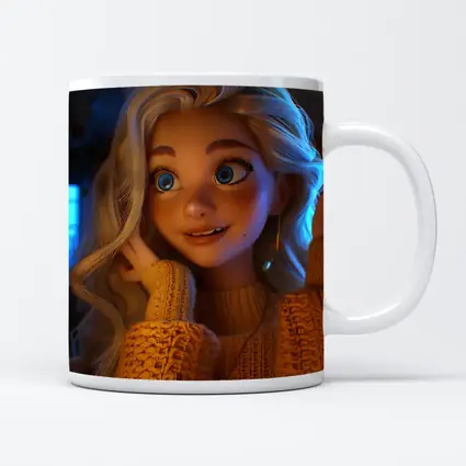 Cartoon Girl Blue Eyes Cozy Sweater Interior