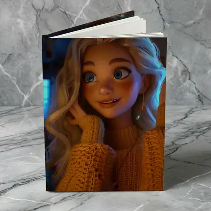 Cartoon Girl Blue Eyes Cozy Sweater Interior