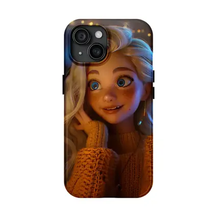 Cartoon Girl Blue Eyes Cozy Sweater Interior