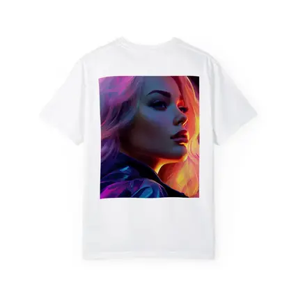 Blonde Woman Neon Lights Digital Art Portrait