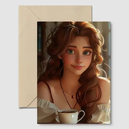 Anime Girl With Coffee Cozy Interior