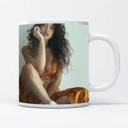 Young Woman Orange Dress White Sneakers