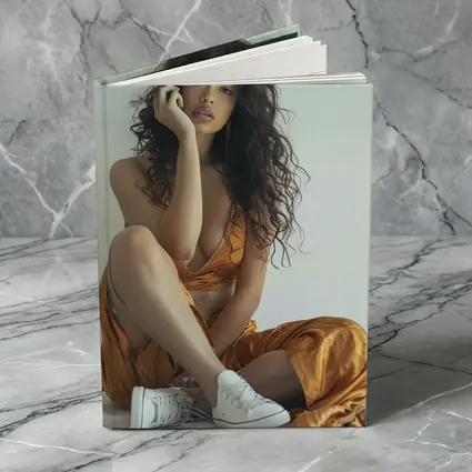 Young Woman Orange Dress White Sneakers