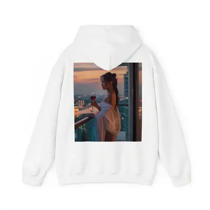 Woman Balcony Wine Glass City Sunset