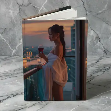 Woman Balcony Wine Glass City Sunset