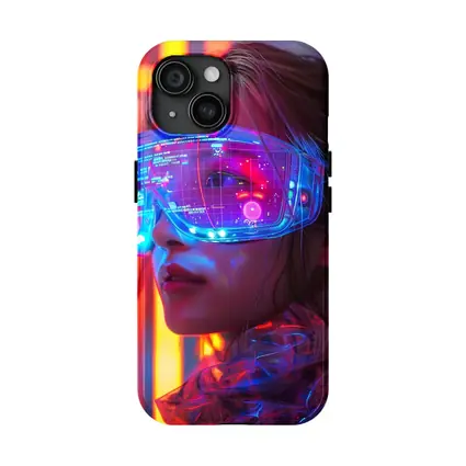 Cyberpunk Woman Neon AR Glasses Portrait