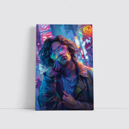 Neon City Night Anime Style Portrait Art