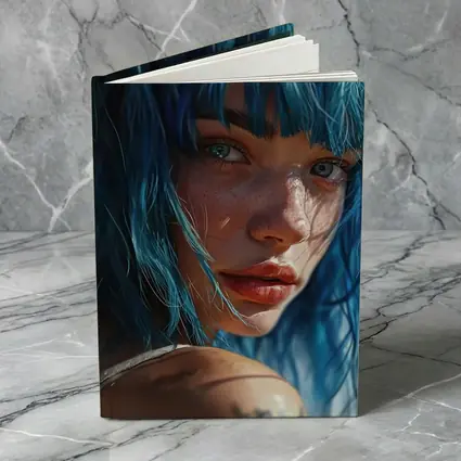 Blue Hair Woman Portrait With Tattoo