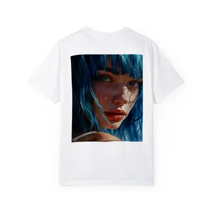 Blue Hair Woman Portrait With Tattoo