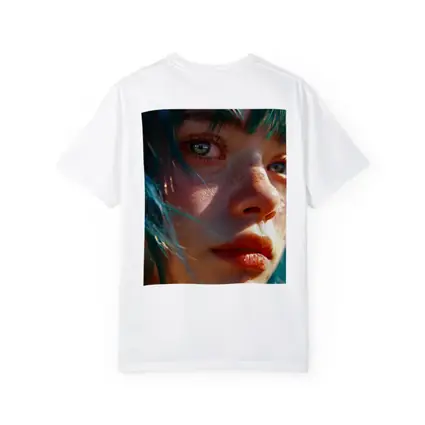 Blue Hair Girl Close Up Portrait Art