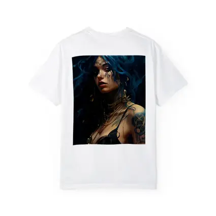 Blue Hair Tattooed Woman Dark Fantasy Art