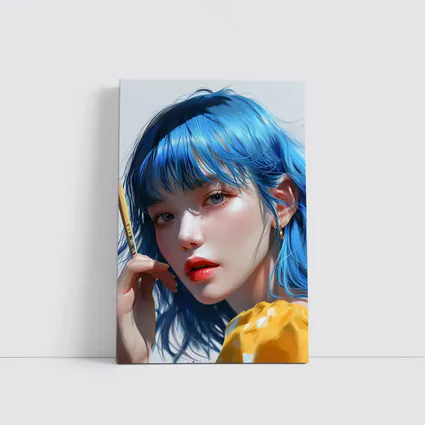 Blue Hair Anime Girl Digital Art Portrait
