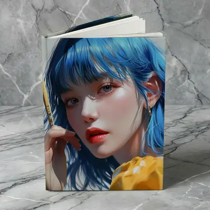 Blue Hair Anime Girl Digital Art Portrait