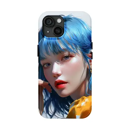 Blue Hair Anime Girl Digital Art Portrait