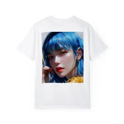 Blue Hair Anime Girl Digital Art Portrait