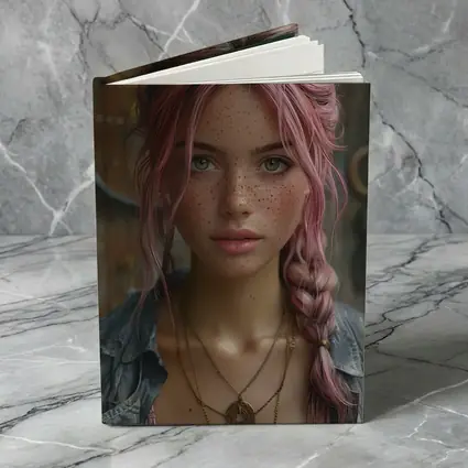 Pink Haired Girl Freckles Boho Portrait