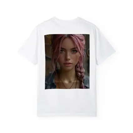 Pink Haired Girl Freckles Boho Portrait