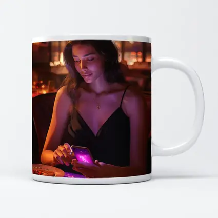 Woman On Phone Restaurant Warm Night