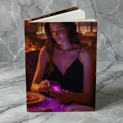 Woman On Phone Restaurant Warm Night