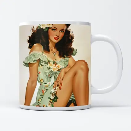 Retro Pin Up Girl Floral Green Dress