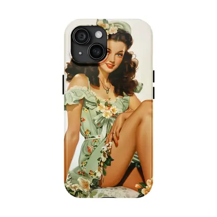 Retro Pin Up Girl Floral Green Dress