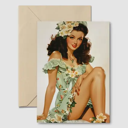 Retro Pin Up Girl Floral Green Dress