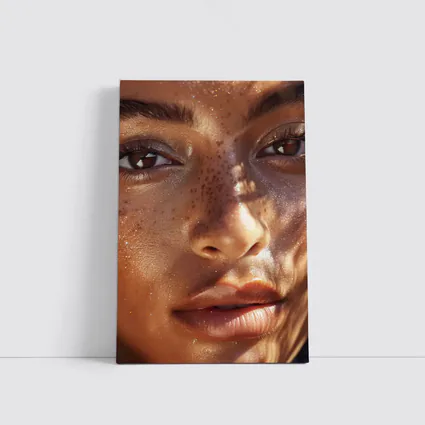 Close Up Woman Face Freckles Glitter