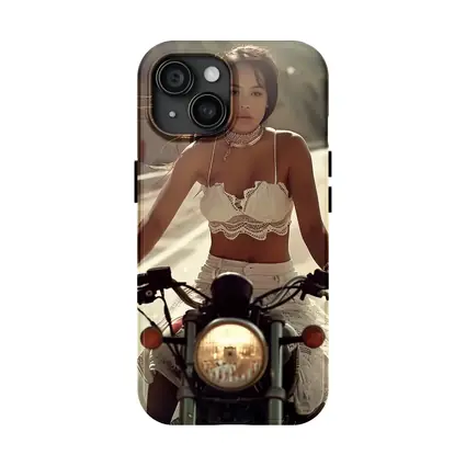 Woman Riding Motorcycle On Open Road