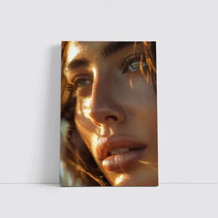 Close Up Woman Portrait Warm Golden Light