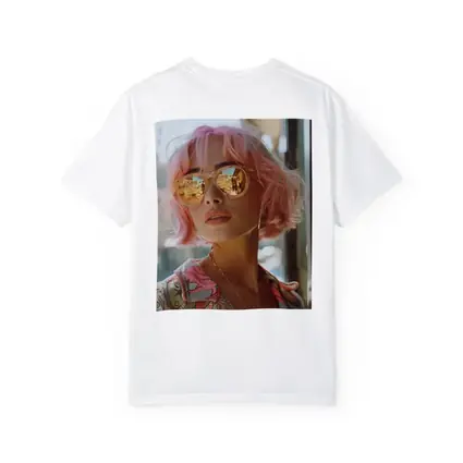 Pink Hair Woman Mirrored Sunglasses Urban Street
