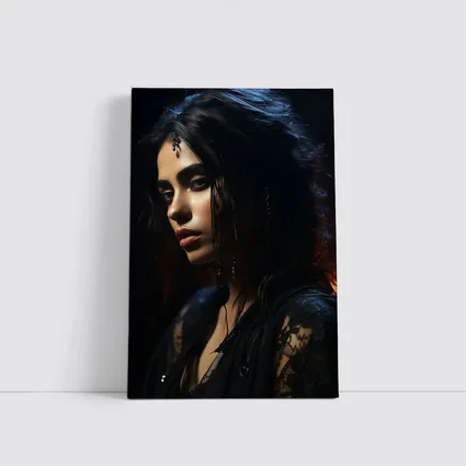 Dark Mysterious Woman Black Lace Gothic Portrait