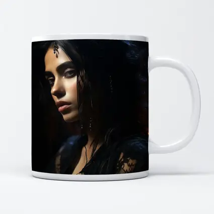 Dark Mysterious Woman Black Lace Gothic Portrait