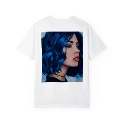 Blue Hair Woman Portrait Painting Art