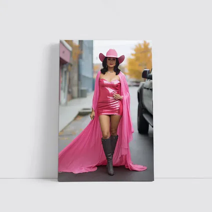 Pink Cowgirl Woman Street Fashion Portrait
