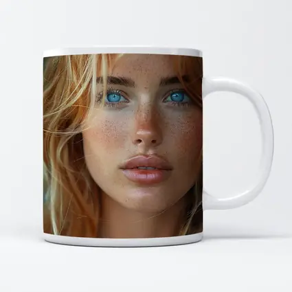 Blue Eyed Blonde Woman Close Up Portrait