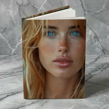 Blue Eyed Blonde Woman Close Up Portrait