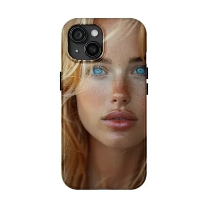 Blue Eyed Blonde Woman Close Up Portrait