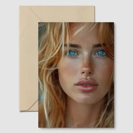 Blue Eyed Blonde Woman Close Up Portrait