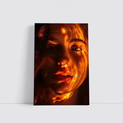 Woman Portrait Golden Light Shadow Play