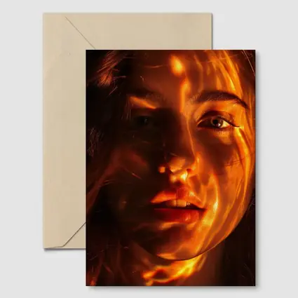 Woman Portrait Golden Light Shadow Play